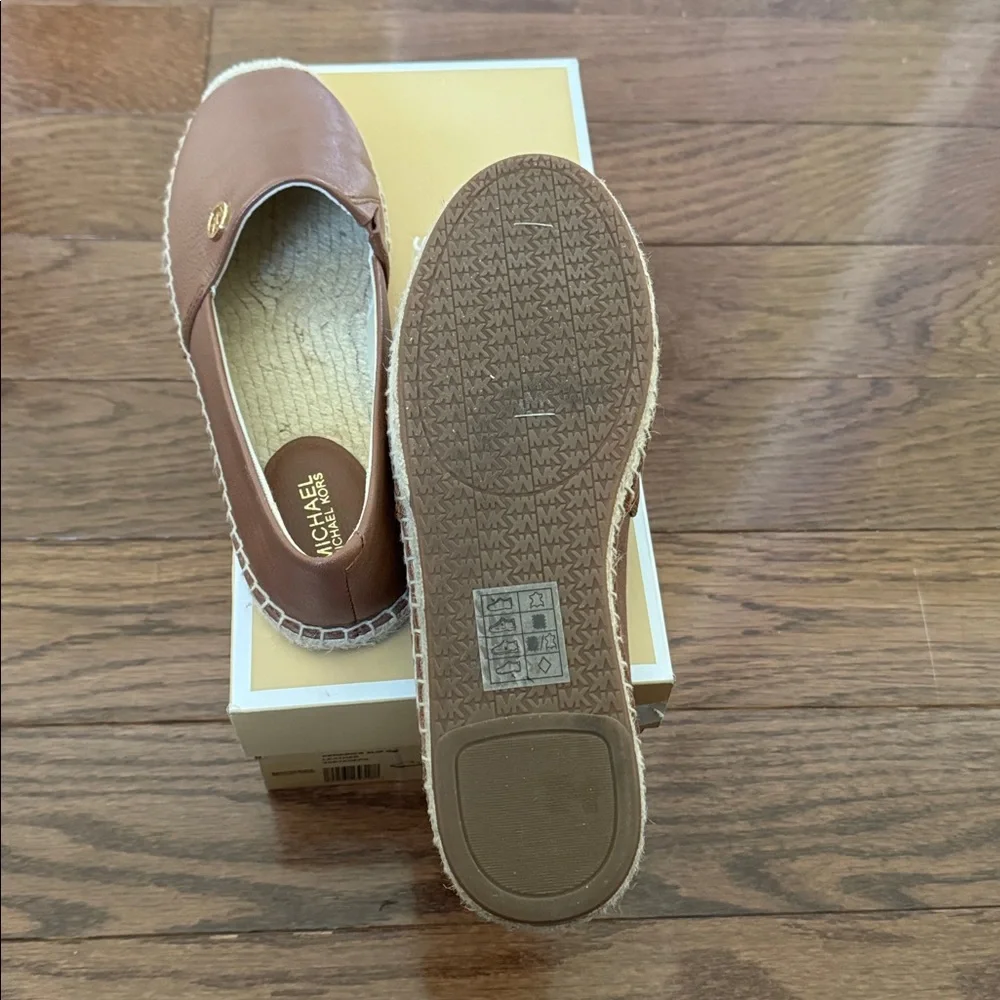 Micheal Kors Kendrick slip on leather espadrilles - brown 6